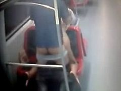 Amateurs caught fucking in a public train