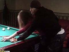 Pickup Fuck brings you a hell of a free porn video where you can see how this brunette slut sucks cock at the pool table while assuming very naughty positions.