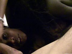 These lovely ebony ladies team up with each other, to suck on white cock. They give even better blowjob, when they do it together. The hot babes get warmed up by mutually masturbating each other's cunts.