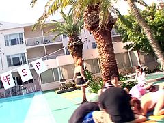 teen schoolgirls fuck an old man by the swimming area