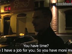 Czech Hunter brings you a hell of a free porn video where you can see how this Czech stud sucks a hard cock in the street while assuming very naughty positions.