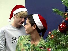 This scene was filmed in front of a live studio audience. Felix and Liam swap presents in this hot bareback video. They start with some sensual kissing moving in for some hot sucking action, blowing each other off under the Christmas tree before doing the dirty bareback fuck under the mistletoe, with some hot cum in ass!