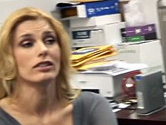 Darryl Hanah is so longing for a huge cock and she got lucky to have found this black guy who have no business at her office. So she make a deal to not waste his time and propose to fuck her hungry pussy.
