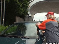 Gasoline grandma is popular especially to those teens who digs aged grannies and they asked and paid for her special service in the gasoline station leading to a sweet outdoor threesome fuck in the open field.