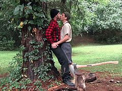 Jimmy was chopping some woods out on the lawn. But for Zac it was a great opportunity to be alone with him. After all, he hadn't seen him in a long time and this was the best time to rekindle old flames. Zac knows, what Jimmy wants. He gets on his knees and takes Jimmy's big dick in his mouth.