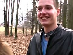 A beautiful brunette with a gorgeous tight ass gets fucked on a hiking trip