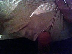 rubbing on wife's satin skirt