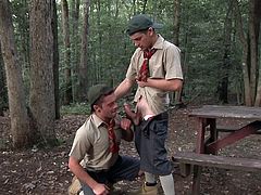 It's time for these fucking little twinks to prove their manhood, so they get an assignment from their team leader. They start their journey into the woods, encounter a snake, show that they are man enough, to deal with such danger and then take a break, to deal with a good old fashioned fuck in the woods.