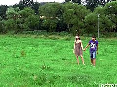 This teen is so shy but here she got super horny and invited her boyfriend if they can go outside in the forest and fuck in a open grass field with no regards if they'll got caught.