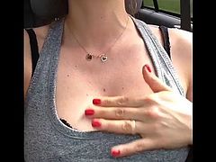 Flashing tits whilst driving