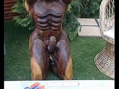 Hot chick fucks a statue
