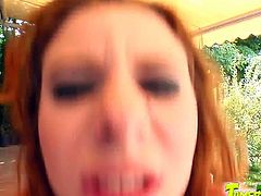 Come and see a naughty redhead teen with big tits as she gets banged into heaven while assuming some very interesting poses in this awesome free porn video.