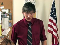 Andy Kay is Atlanta Grey's teacher. He takes some photographs of Grey, who has a sexy, nerdy look. Next, they kiss and Andy gets a blowjob while sitting on his desk.