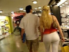 Big booty blonde MILF at the mall