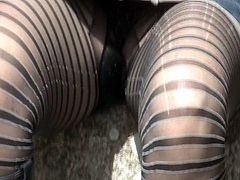 frontal upskirt lined stockings milf in the park