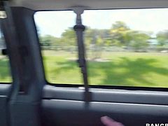Teen Belle Knox is a beautiful girl with sexy perky ass, Tender brunette gives hot blowjob in the backseat of a car and then peels off her black panties to take it up her pink tight pussy!