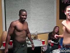 College girls anxious to fuck strip and play sex games at dorm room party