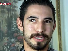Tito is a well hung latino dude who loves getting naked in front of the camera and does the best of jerking his huge long cock into orgasm. He cleans off his amazing amount of cum in the end with a tissue.