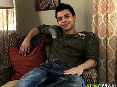 Latino twink jerks off