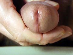 Closeup cumshot circumcised cock