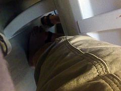 candid footsie in the train, she rubb..