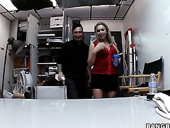 Huge tits blonde in the back room