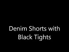 Denim Shorts & Black Tights