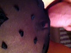 Wanking on pantied pussy