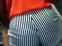 Nice Stripe shorts booty on Latina