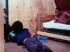Black dude seduces kinky brunette busty nympho for casual sex on bunk bed