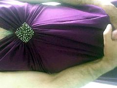 Wanking in my wife's dress