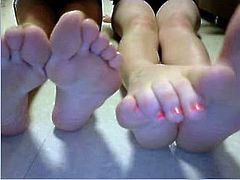 Sexy teens show feet on webcam