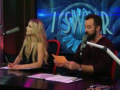 The sexy blonde interviewer has a kinky dialogue with some uninhibited and seductive ladies, eager to talk dirty during the morning show. If you like reality shows, feel free to watch these hot ladies undressing in the studio. They all wear hot lingerie and are open to generously expose their voluptuos tits!