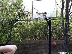 Alexis has a wonderful fit body, although she is not keen on basketball. Click to see the naughty brunette encouraged to throw the ball, by her ebony instructor. Watch her undressing on the field and sucking dick with gratitude!