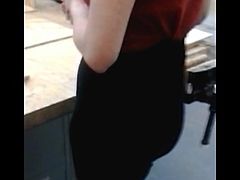 Chick's Ass In Black Tight Skirt