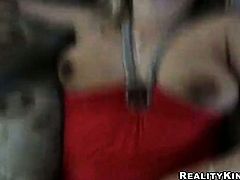 Blonde with giant breasts and bald cunt opens her legs on cam and feels no shame