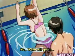 Hentai babe in swimsuit gets fucked in the pool