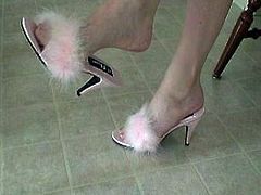 She's Dangling Pink Marabou Slippers