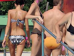 Sexy Bikini Hot Girls Tanning At the pool