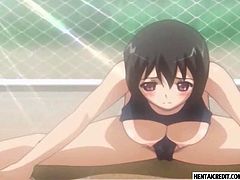 Hentai girl in swimsuit gets analed outdoors