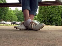 Jasmine under table Keds shoeplay dangle PREVIEW