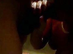 I shoot my cum on her tongue and she swallows some