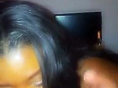 Black girl gives amazing sloppy head!