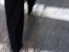Nice white mature slim booty in black dress pants