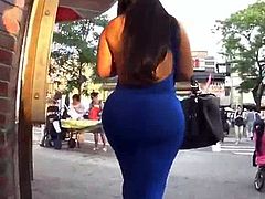 Latina beauty in tight blue dress