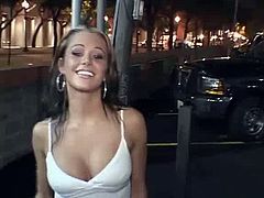 Tits flashing on the street