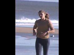 Spy beach pokies slow motion jogger