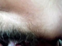 Wifes beautiful hairy cunt in closeup view