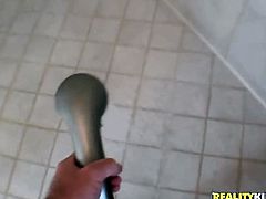 Blonde chicana Josh with big booty and clean muff satisfies dudes sexual needs and desires and then gets her pretty face cum drenched