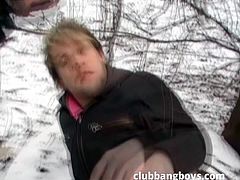 This young gay boy loves sucking cock so much, that he will do it anywhere. This includes outside in the snow during winter. He's even more eager to please when he's had a bottle to suck on as well, just like right now.